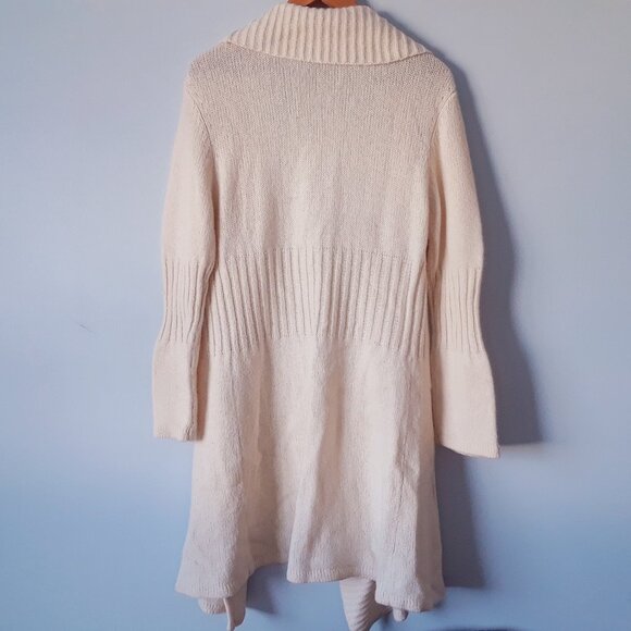 VTG Part Two Maxi Lambswool Open Wrap Cardigan Sweater L - Picture 7 of 11